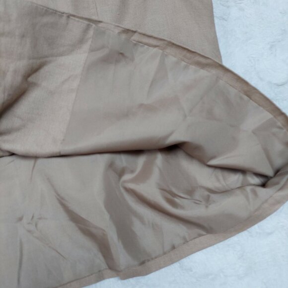 George ME Designs by Mark Eisen Womens 14 Khaki Peplum Blazer Jacket Linen Blend - Picture 6 of 6